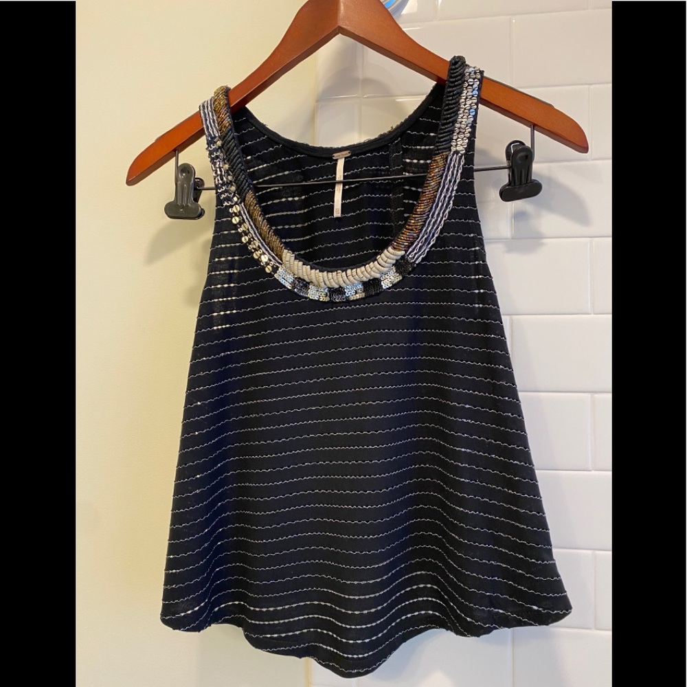 Free People Beaded Open Back Tank Top, size XS